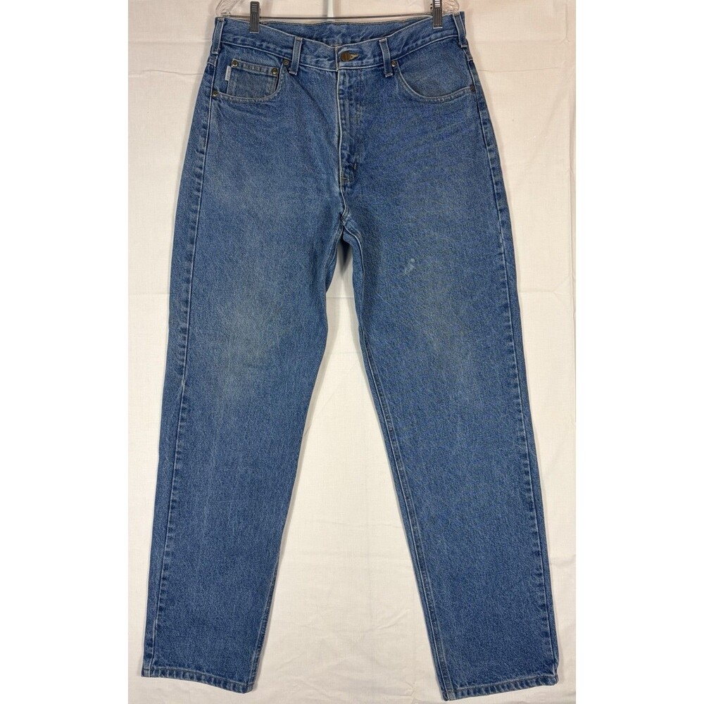 Carhartt Blue Jeans Mens 36x34 Workwear Cotton Denim Relaxed Fit B17 DST